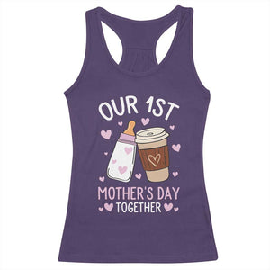 Funny Our First Mother's Day Together Racerback Tank Top Mom And Baby Matching Milk Coffee TS11 Purple Print Your Wear