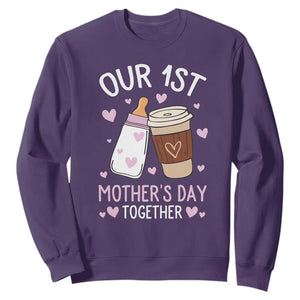 Funny Our First Mother's Day Together Sweatshirt Mom And Baby Matching Milk Coffee TS11 Purple Print Your Wear