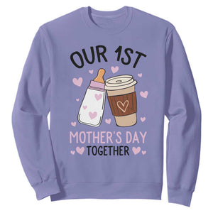 Funny Our First Mother's Day Together Sweatshirt Mom And Baby Matching TS11 Violet Print Your Wear