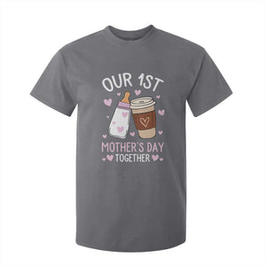 Funny Our First Mother's Day Together T Shirt For Kid Mom And Baby Matching Milk Coffee TS11 Charcoal Print Your Wear