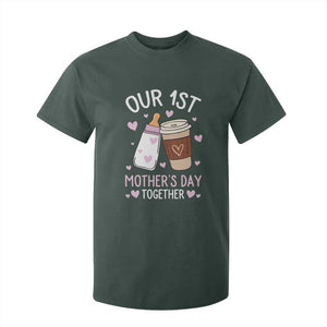 Funny Our First Mother's Day Together T Shirt For Kid Mom And Baby Matching Milk Coffee TS11 Dark Forest Green Print Your Wear