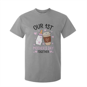 Funny Our First Mother's Day Together T Shirt For Kid Mom And Baby Matching TS11 Sport Gray Print Your Wear