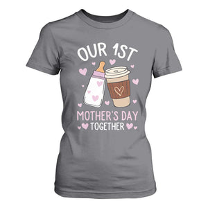 Funny Our First Mother's Day Together T Shirt For Women Mom And Baby Matching Milk Coffee TS11 Charcoal Print Your Wear