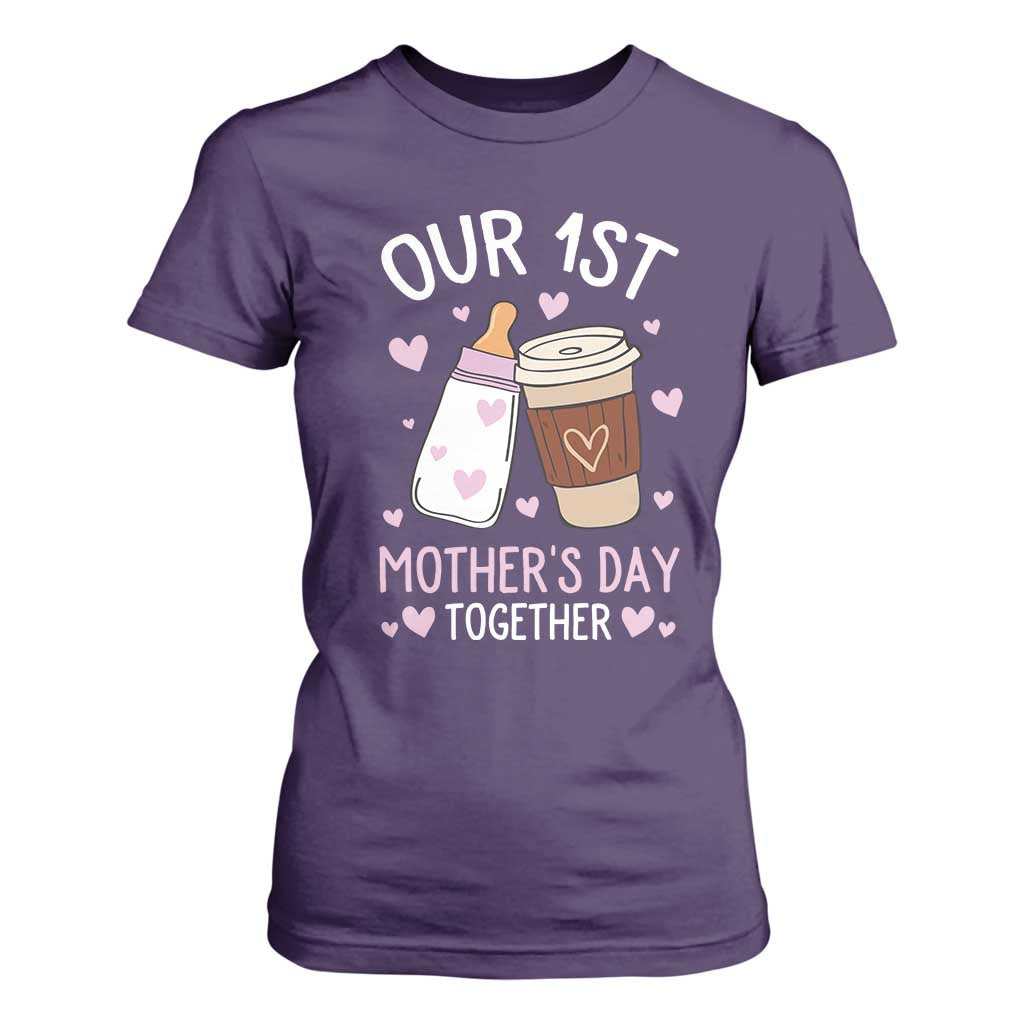 Funny Our First Mother's Day Together T Shirt For Women Mom And Baby Matching Milk Coffee TS11 Purple Print Your Wear
