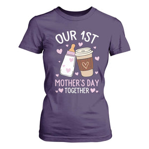 Funny Our First Mother's Day Together T Shirt For Women Mom And Baby Matching Milk Coffee TS11 Purple Print Your Wear
