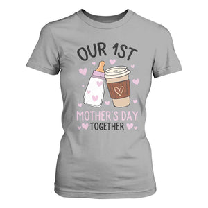 Funny Our First Mother's Day Together T Shirt For Women Mom And Baby Matching TS11 Sport Gray Print Your Wear
