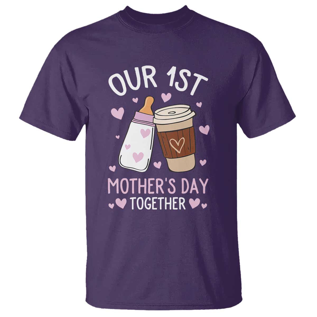 Funny Our First Mother's Day Together T Shirt Mom And Baby Matching Milk Coffee TS11 Purple Print Your Wear
