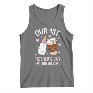 Funny Our First Mother's Day Together Tank Top Mom And Baby Matching Milk Coffee TS11 Black Heather Print Your Wear