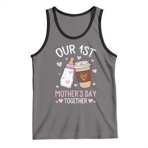 Funny Our First Mother's Day Together Tank Top Mom And Baby Matching Milk Coffee TS11 Deep Heather Black Print Your Wear