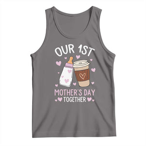 Funny Our First Mother's Day Together Tank Top Mom And Baby Matching Milk Coffee TS11 Deep Heather Print Your Wear