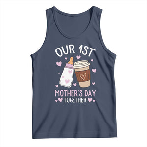 Funny Our First Mother's Day Together Tank Top Mom And Baby Matching Milk Coffee TS11 Navy Print Your Wear