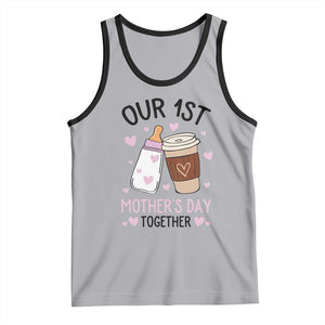 Funny Our First Mother's Day Together Tank Top Mom And Baby Matching TS11 Athletic Heather Black Print Your Wear