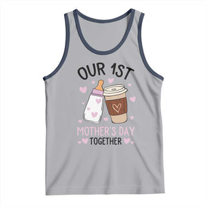 Funny Our First Mother's Day Together Tank Top Mom And Baby Matching TS11 Athletic Heather Navy Print Your Wear