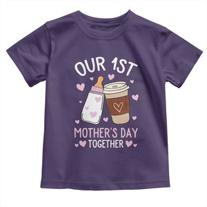 Funny Our First Mother's Day Together Toddler T Shirt Mom And Baby Matching Milk Coffee TS11 Purple Print Your Wear