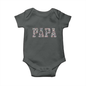 Funny Papa Hunting Baby Onesie Deer Hunter Father's Day Camouflage Flag TS11 Dark Heather Print Your Wear