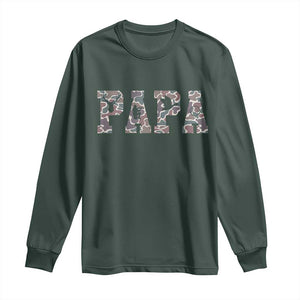 Funny Papa Hunting Long Sleeve Shirt Deer Hunter Father's Day Camouflage Flag TS11 Dark Forest Green Print Your Wear