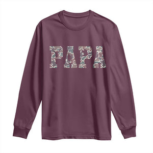 Funny Papa Hunting Long Sleeve Shirt Deer Hunter Father's Day Camouflage Flag TS11 Maroon Print Your Wear