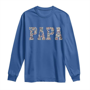 Funny Papa Hunting Long Sleeve Shirt Deer Hunter Father's Day Camouflage Flag TS11 Royal Blue Print Your Wear