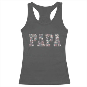 Funny Papa Hunting Racerback Tank Top Deer Hunter Father's Day Camouflage Flag TS11 Dark Heather Print Your Wear