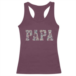 Funny Papa Hunting Racerback Tank Top Deer Hunter Father's Day Camouflage Flag TS11 Maroon Print Your Wear