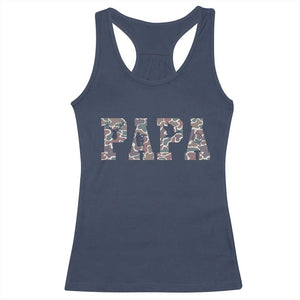 Funny Papa Hunting Racerback Tank Top Deer Hunter Father's Day Camouflage Flag TS11 Navy Print Your Wear
