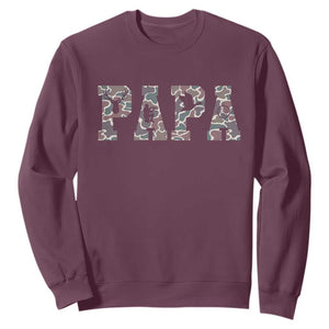 Funny Papa Hunting Sweatshirt Deer Hunter Father's Day Camouflage Flag TS11 Maroon Print Your Wear