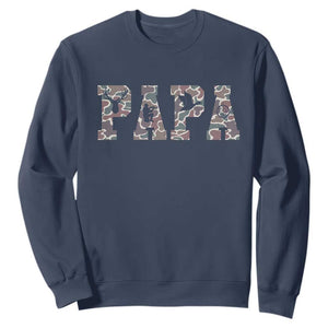 Funny Papa Hunting Sweatshirt Deer Hunter Father's Day Camouflage Flag TS11 Navy Print Your Wear