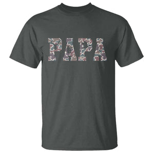 Funny Papa Hunting T Shirt Deer Hunter Father's Day Camouflage Flag TS11 Dark Heather Print Your Wear