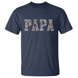 Funny Papa Hunting T Shirt Deer Hunter Father's Day Camouflage Flag TS11 Navy Print Your Wear