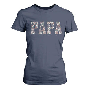 Funny Papa Hunting T Shirt For Women Deer Hunter Father's Day Camouflage Flag TS11 Navy Print Your Wear
