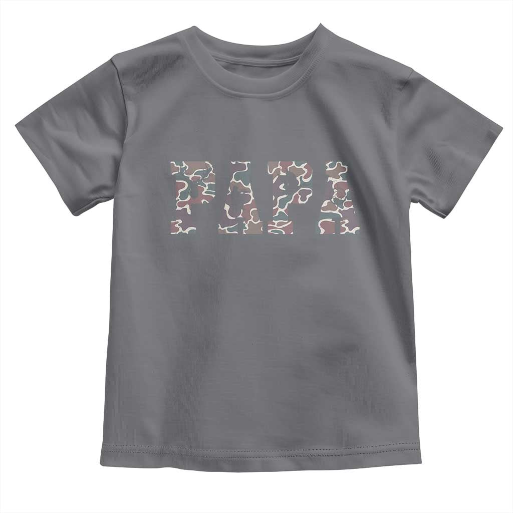 Funny Papa Hunting Toddler T Shirt Deer Hunter Father's Day Camouflage Flag TS11 Charcoal Print Your Wear