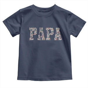 Funny Papa Hunting Toddler T Shirt Deer Hunter Father's Day Camouflage Flag TS11 Navy Print Your Wear