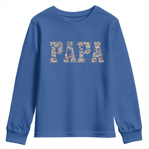 Funny Papa Hunting Youth Sweatshirt Deer Hunter Father's Day Camouflage Flag TS11 Royal Blue Print Your Wear
