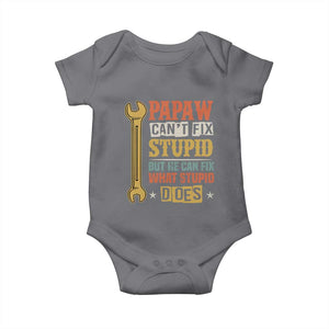 Funny Papaw Can't Fix Stupid But He Can Fix What Stupid Does Baby Onesie Grandpa Father's Day TS11 Charcoal Print Your Wear