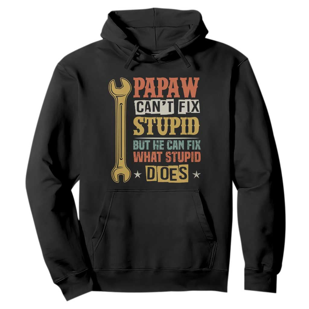 Funny Papaw Can't Fix Stupid But He Can Fix What Stupid Does Hoodie Grandpa Father's Day TS11 Black Print Your Wear
