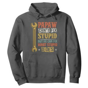 Funny Papaw Can't Fix Stupid But He Can Fix What Stupid Does Hoodie Grandpa Father's Day TS11 Dark Heather Print Your Wear