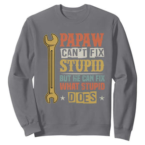 Funny Papaw Can't Fix Stupid But He Can Fix What Stupid Does Sweatshirt Grandpa Father's Day TS11 Charcoal Print Your Wear