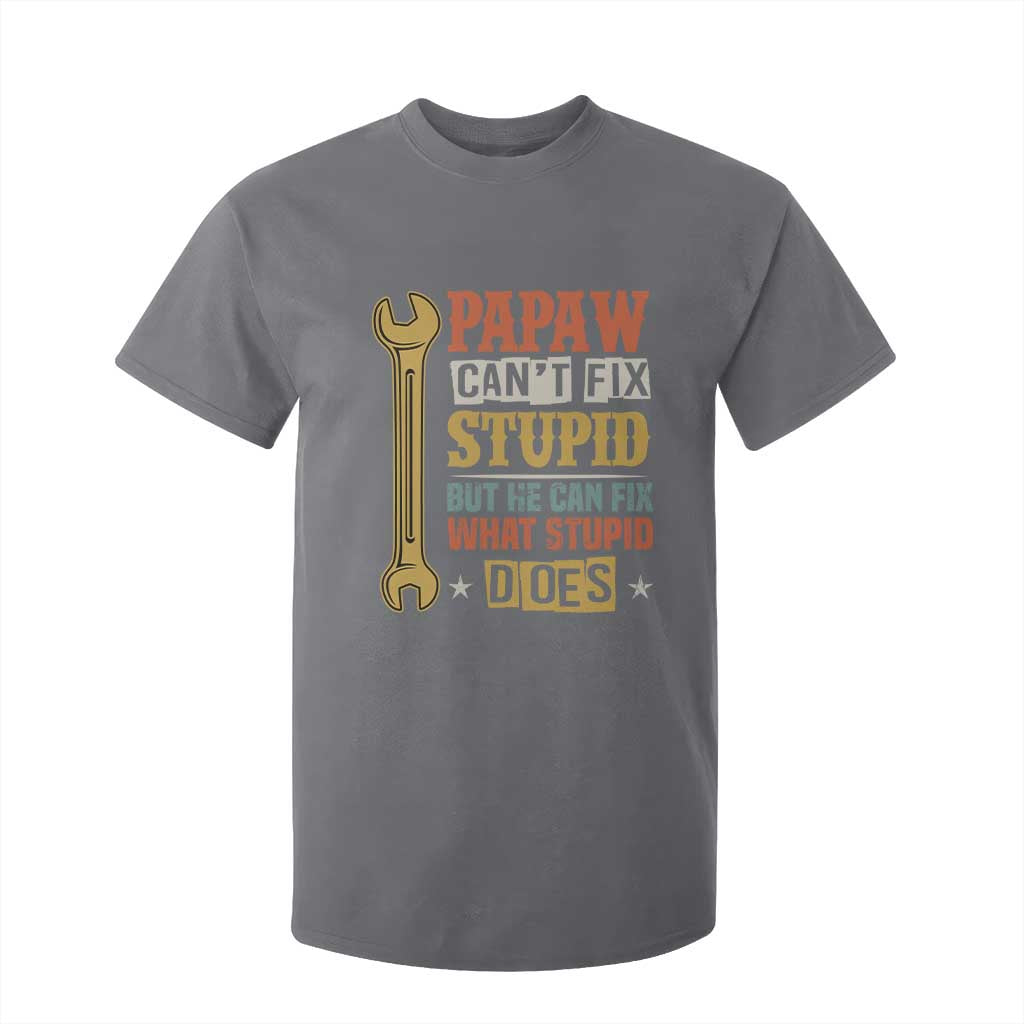 Funny Papaw Can't Fix Stupid But He Can Fix What Stupid Does T Shirt For Kid Grandpa Father's Day TS11 Charcoal Print Your Wear