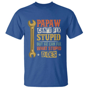 Funny Papaw Can't Fix Stupid But He Can Fix What Stupid Does T Shirt Grandpa Father's Day TS11 Royal Blue Print Your Wear