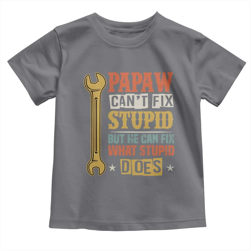 Funny Papaw Can't Fix Stupid But He Can Fix What Stupid Does Toddler T Shirt Grandpa Father's Day TS11 Charcoal Print Your Wear