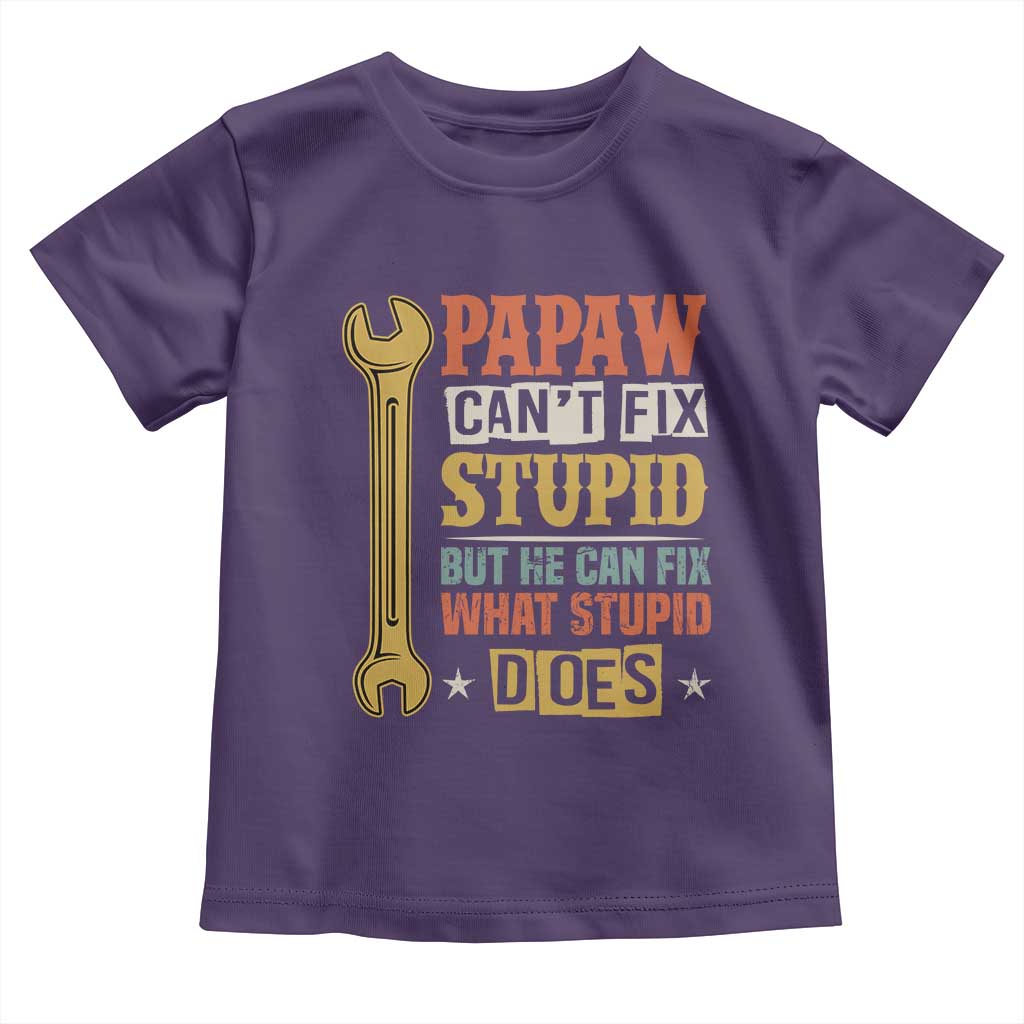 Funny Papaw Can't Fix Stupid But He Can Fix What Stupid Does Toddler T Shirt Grandpa Father's Day TS11 Purple Print Your Wear