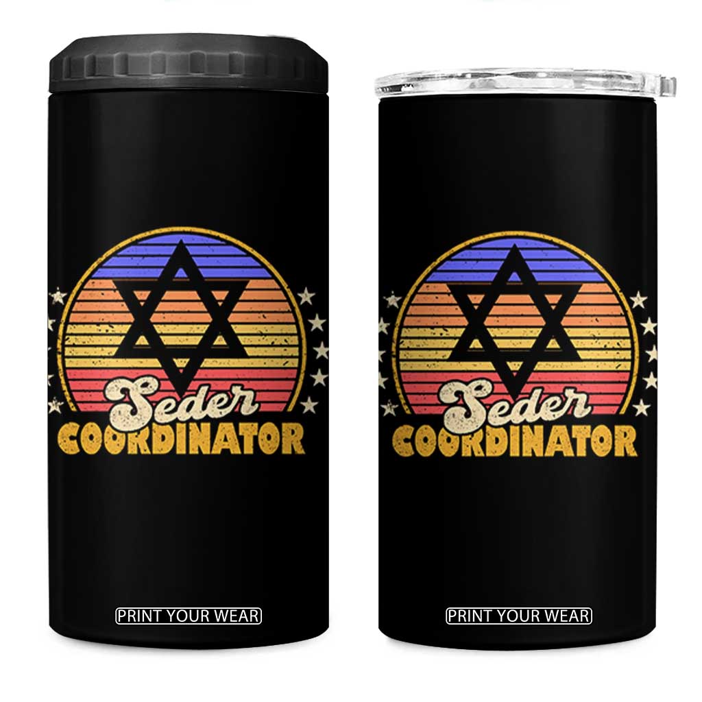 Funny Passover 4 in 1 Can Cooler Tumbler Seder Coordinator Jewish Passover Leader TS02 One Size: 16 oz Black Print Your Wear