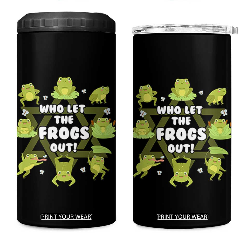 Funny Passover 4 in 1 Can Cooler Tumbler Who Let the Frogs Out Jewish Seder Fami TS02 One Size: 16 oz Black Print Your Wear