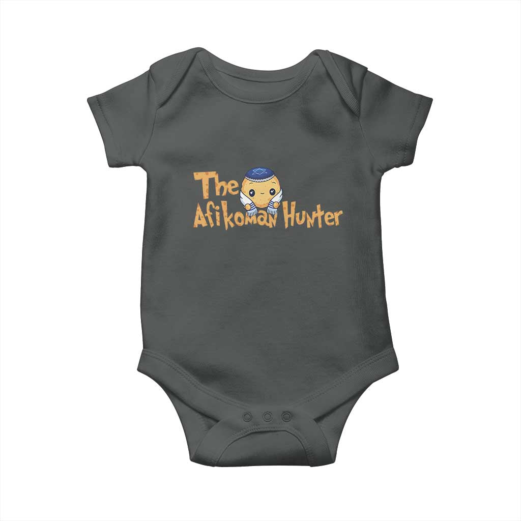Funny Passover Baby Onesie Afikoman Hunter Jewish Family Seder Matzah TS02 Dark Heather Print Your Wear