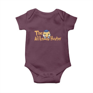Funny Passover Baby Onesie Afikoman Hunter Jewish Family Seder Matzah TS02 Maroon Print Your Wear
