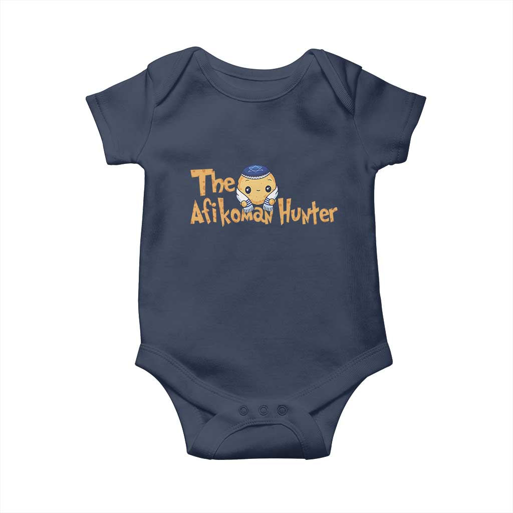Funny Passover Baby Onesie Afikoman Hunter Jewish Family Seder Matzah TS02 Navy Print Your Wear