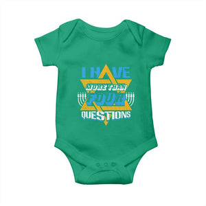 Funny Passover Baby Onesie Funny I Have More Than Four Questions Passover Kids TS02 Irish Green Print Your Wear