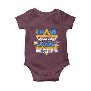 Funny Passover Baby Onesie Funny I Have More Than Four Questions Passover Kids TS02 Maroon Print Your Wear