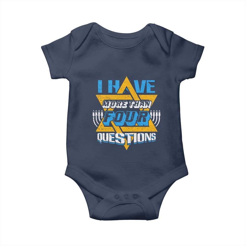 Funny Passover Baby Onesie Funny I Have More Than Four Questions Passover Kids TS02 Navy Print Your Wear