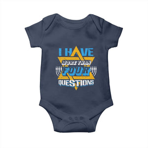 Funny Passover Baby Onesie Funny I Have More Than Four Questions Passover Kids TS02 Navy Print Your Wear